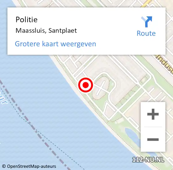 Locatie op kaart van de 112 melding: Politie Maassluis, Santplaet op 8 september 2024 10:27