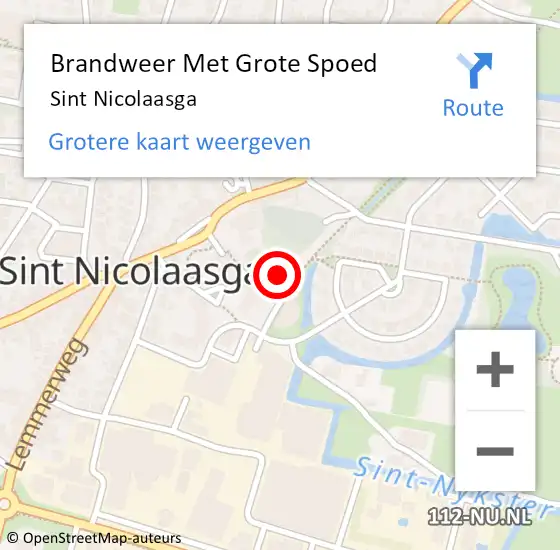 Locatie op kaart van de 112 melding: Brandweer Met Grote Spoed Naar Sint Nicolaasga op 8 september 2024 10:37