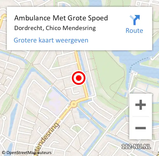 Locatie op kaart van de 112 melding: Ambulance Met Grote Spoed Naar Dordrecht, Chico Mendesring op 8 september 2024 10:58