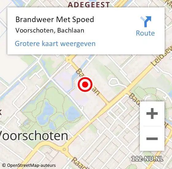 Locatie op kaart van de 112 melding: Brandweer Met Spoed Naar Voorschoten, Bachlaan op 8 september 2024 11:10