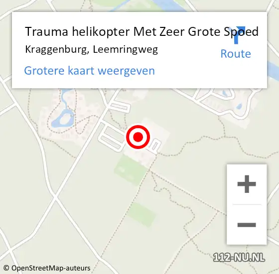 Locatie op kaart van de 112 melding: Trauma helikopter Met Zeer Grote Spoed Naar Kraggenburg, Leemringweg op 8 september 2024 11:26