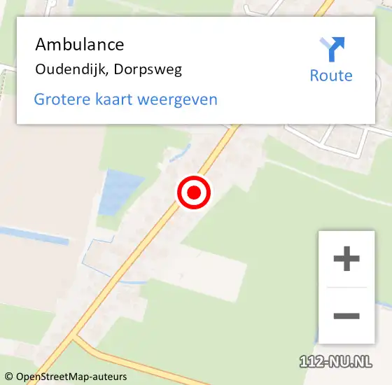 Locatie op kaart van de 112 melding: Ambulance Oudendijk, Dorpsweg op 8 september 2024 11:30