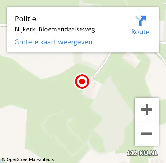 Locatie op kaart van de 112 melding: Politie Nijkerk, Bloemendaalseweg op 8 september 2024 11:45