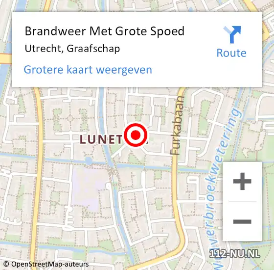 Locatie op kaart van de 112 melding: Brandweer Met Grote Spoed Naar Utrecht, Graafschap op 8 september 2024 11:58