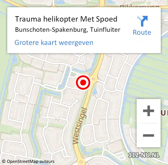 Locatie op kaart van de 112 melding: Trauma helikopter Met Spoed Naar Bunschoten-Spakenburg, Tuinfluiter op 8 september 2024 12:13