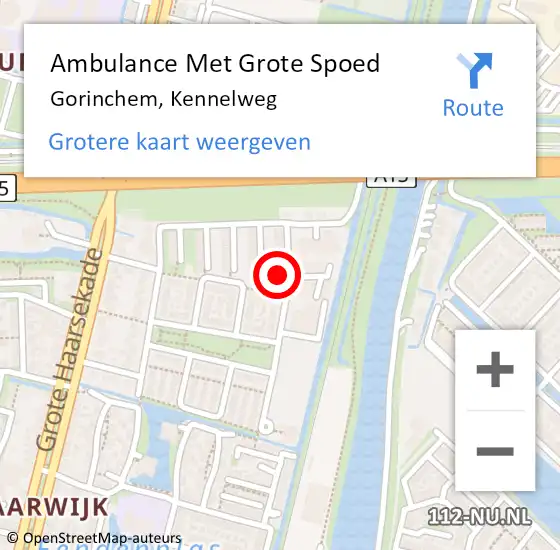 Locatie op kaart van de 112 melding: Ambulance Met Grote Spoed Naar Gorinchem, Kennelweg op 8 september 2024 12:14