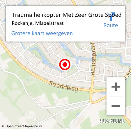 Locatie op kaart van de 112 melding: Trauma helikopter Met Zeer Grote Spoed Naar Rockanje, Mispelstraat op 8 september 2024 12:14