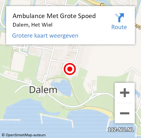 Locatie op kaart van de 112 melding: Ambulance Met Grote Spoed Naar Dalem, Het Wiel op 8 september 2024 12:18