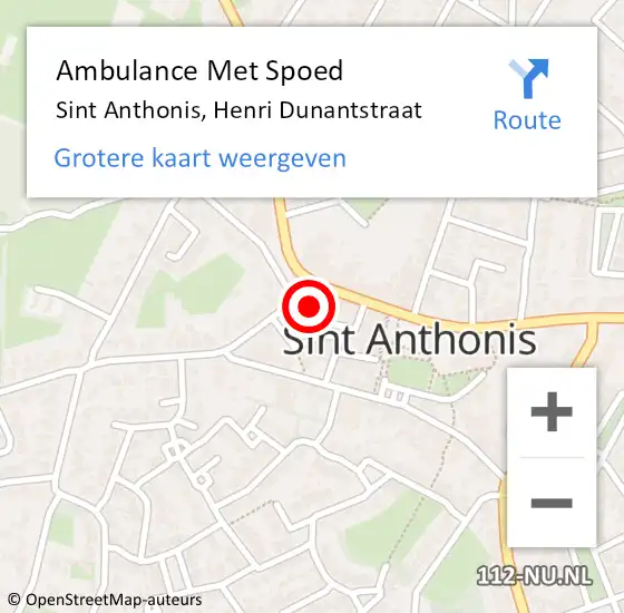 Locatie op kaart van de 112 melding: Ambulance Met Spoed Naar Sint Anthonis, Henri Dunantstraat op 19 oktober 2014 12:15