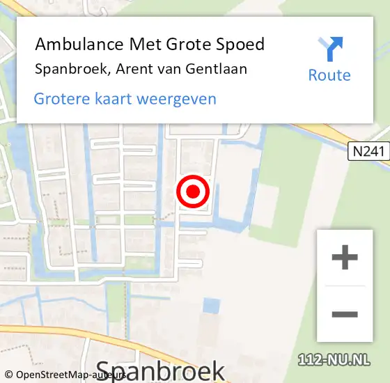 Locatie op kaart van de 112 melding: Ambulance Met Grote Spoed Naar Spanbroek, Arent van Gentlaan op 8 september 2024 12:31