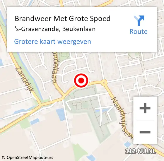 Locatie op kaart van de 112 melding: Brandweer Met Grote Spoed Naar 's-Gravenzande, Beukenlaan op 8 september 2024 12:38