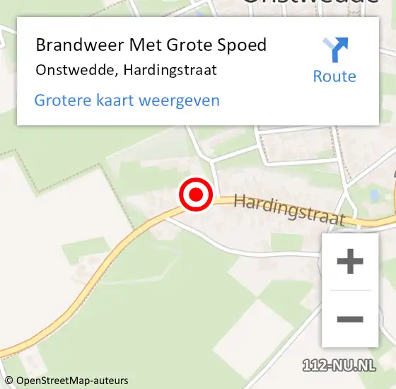 Locatie op kaart van de 112 melding: Brandweer Met Grote Spoed Naar Onstwedde, Hardingstraat op 8 september 2024 12:44