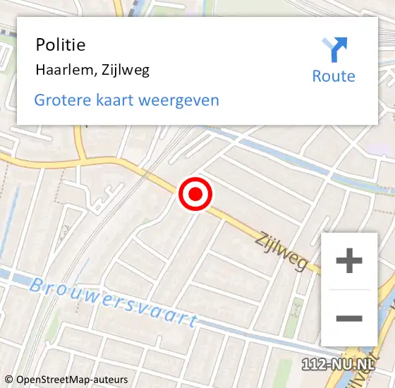 Locatie op kaart van de 112 melding: Politie Haarlem, Zijlweg op 8 september 2024 12:49