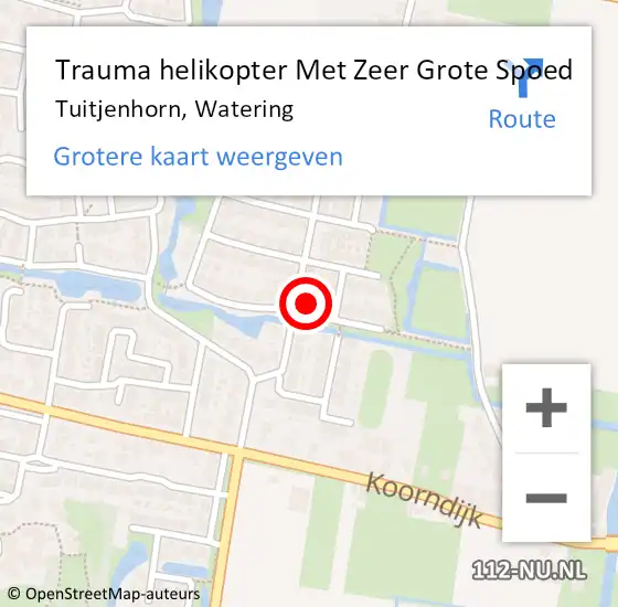 Locatie op kaart van de 112 melding: Trauma helikopter Met Zeer Grote Spoed Naar Tuitjenhorn, Watering op 8 september 2024 12:52