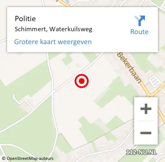 Locatie op kaart van de 112 melding: Politie Schimmert, Waterkuilsweg op 8 september 2024 13:18