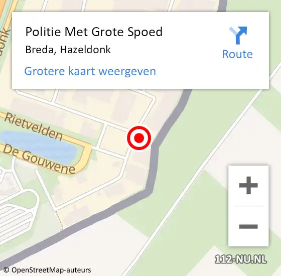 Locatie op kaart van de 112 melding: Politie Met Grote Spoed Naar Breda, Hazeldonk op 8 september 2024 13:46