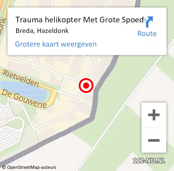 Locatie op kaart van de 112 melding: Trauma helikopter Met Grote Spoed Naar Breda, Hazeldonk op 8 september 2024 13:51