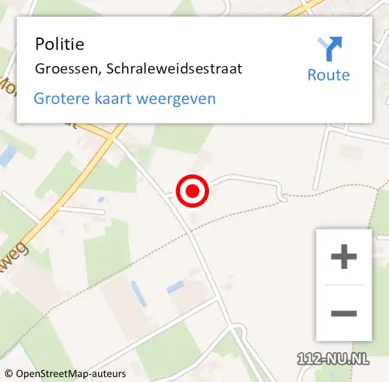 Locatie op kaart van de 112 melding: Politie Groessen, Schraleweidsestraat op 8 september 2024 13:53