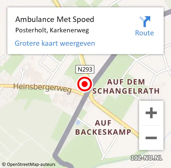 Locatie op kaart van de 112 melding: Ambulance Met Spoed Naar Posterholt, Karkenerweg op 8 september 2024 13:59