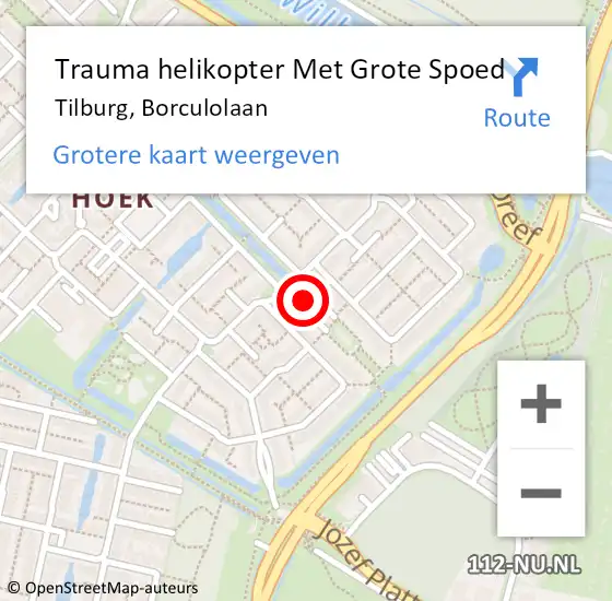 Locatie op kaart van de 112 melding: Trauma helikopter Met Grote Spoed Naar Tilburg, Borculolaan op 8 september 2024 14:03