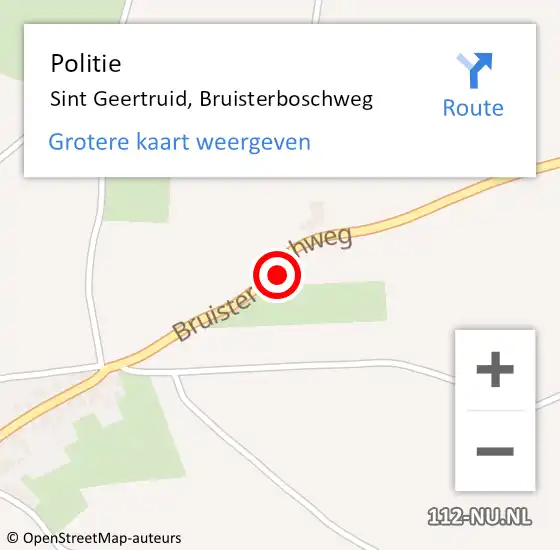 Locatie op kaart van de 112 melding: Politie Sint Geertruid, Bruisterboschweg op 8 september 2024 14:07