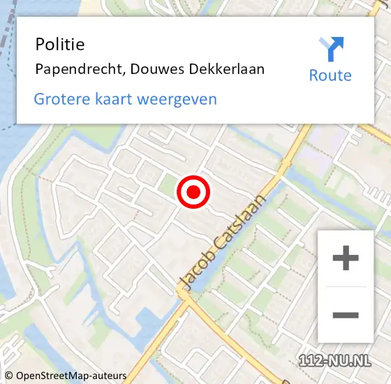 Locatie op kaart van de 112 melding: Politie Papendrecht, Douwes Dekkerlaan op 8 september 2024 14:18