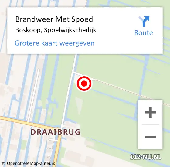 Locatie op kaart van de 112 melding: Brandweer Met Spoed Naar Boskoop, Spoelwijkschedijk op 8 september 2024 14:20