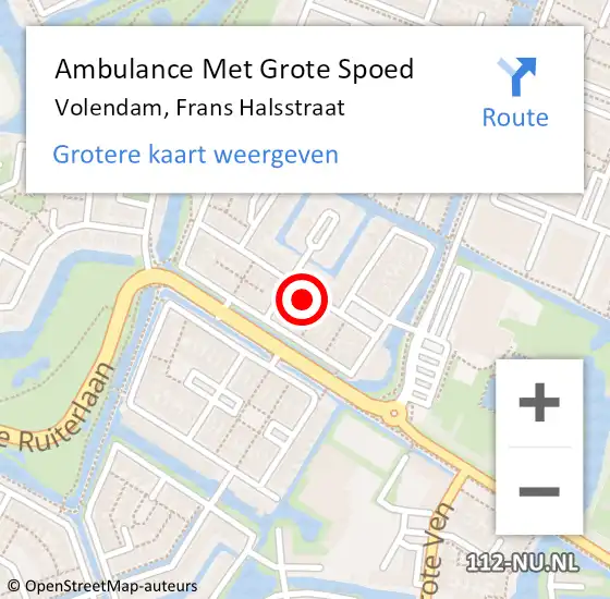 Locatie op kaart van de 112 melding: Ambulance Met Grote Spoed Naar Volendam, Frans Halsstraat op 8 september 2024 14:25