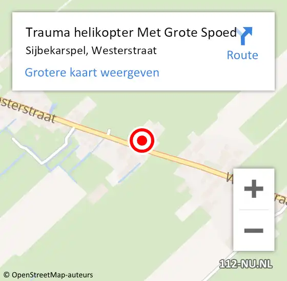 Locatie op kaart van de 112 melding: Trauma helikopter Met Grote Spoed Naar Sijbekarspel, Westerstraat op 8 september 2024 14:33