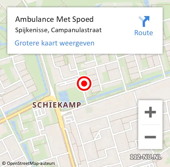 Locatie op kaart van de 112 melding: Ambulance Met Spoed Naar Spijkenisse, Campanulastraat op 8 september 2024 14:49