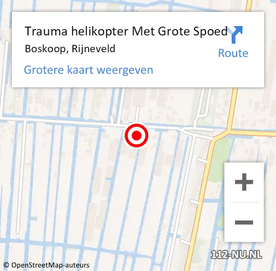 Locatie op kaart van de 112 melding: Trauma helikopter Met Grote Spoed Naar Boskoop, Rijneveld op 8 september 2024 14:54