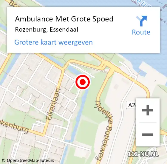 Locatie op kaart van de 112 melding: Ambulance Met Grote Spoed Naar Rozenburg, Essendaal op 8 september 2024 14:59