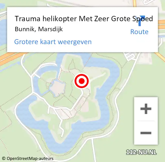 Locatie op kaart van de 112 melding: Trauma helikopter Met Zeer Grote Spoed Naar Bunnik, Marsdijk op 8 september 2024 15:32