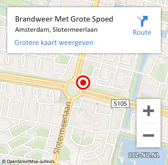 Locatie op kaart van de 112 melding: Brandweer Met Grote Spoed Naar Amsterdam, Slotermeerlaan op 8 september 2024 15:36