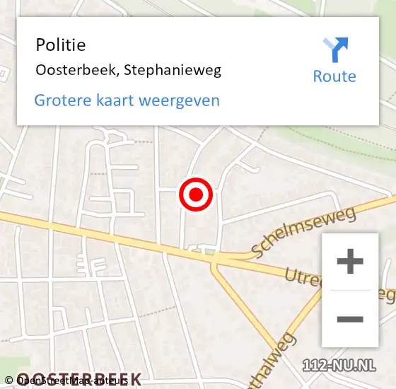 Locatie op kaart van de 112 melding: Politie Oosterbeek, Stephanieweg op 8 september 2024 15:53