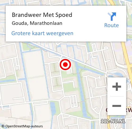 Locatie op kaart van de 112 melding: Brandweer Met Spoed Naar Gouda, Marathonlaan op 8 september 2024 16:13