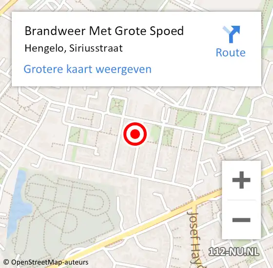 Locatie op kaart van de 112 melding: Brandweer Met Grote Spoed Naar Hengelo, Siriusstraat op 8 september 2024 16:15