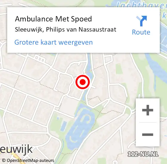 Locatie op kaart van de 112 melding: Ambulance Met Spoed Naar Sleeuwijk, Philips van Nassaustraat op 8 september 2024 16:20