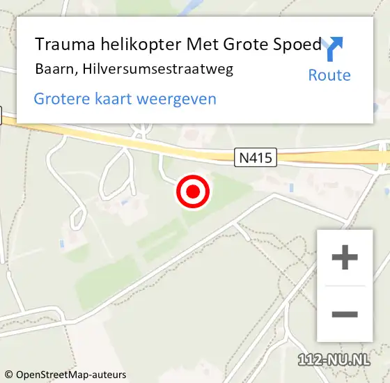 Locatie op kaart van de 112 melding: Trauma helikopter Met Grote Spoed Naar Baarn, Hilversumsestraatweg op 8 september 2024 16:26