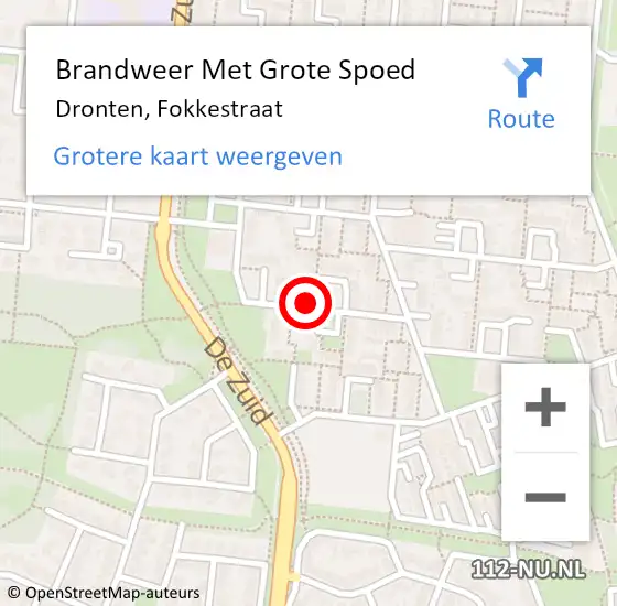 Locatie op kaart van de 112 melding: Brandweer Met Grote Spoed Naar Dronten, Fokkestraat op 8 september 2024 16:26