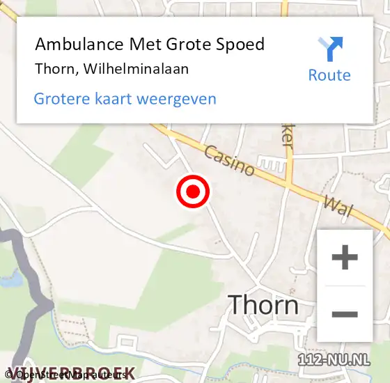 Locatie op kaart van de 112 melding: Ambulance Met Grote Spoed Naar Thorn, Wilhelminalaan op 8 september 2024 16:28