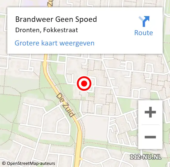 Locatie op kaart van de 112 melding: Brandweer Geen Spoed Naar Dronten, Fokkestraat op 8 september 2024 16:30