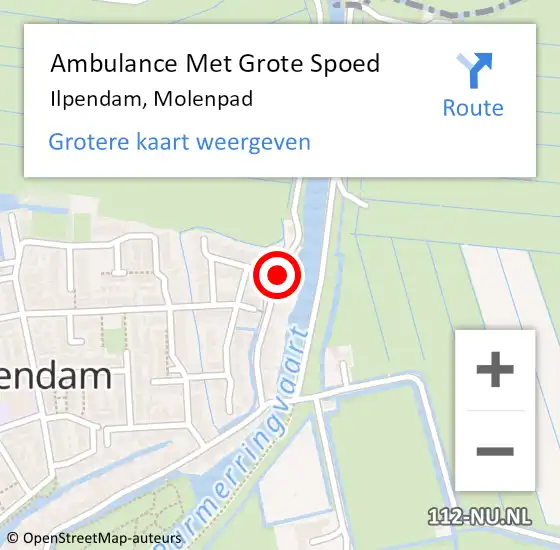 Locatie op kaart van de 112 melding: Ambulance Met Grote Spoed Naar Ilpendam, Molenpad op 8 september 2024 16:41