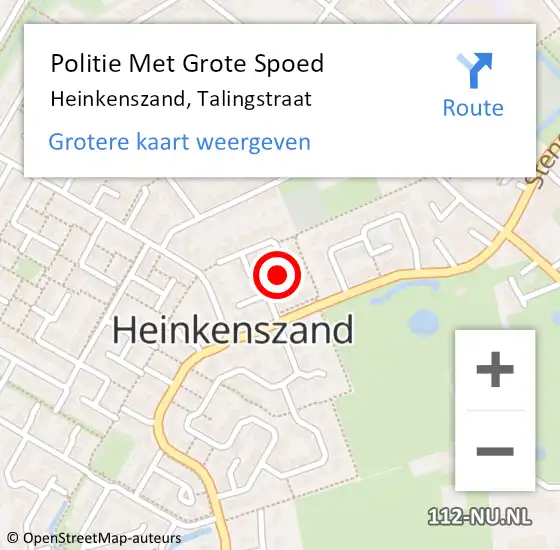 Locatie op kaart van de 112 melding: Politie Met Grote Spoed Naar Heinkenszand, Talingstraat op 8 september 2024 17:23