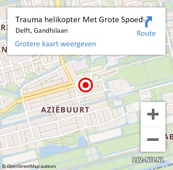 Locatie op kaart van de 112 melding: Trauma helikopter Met Grote Spoed Naar Delft, Gandhilaan op 8 september 2024 17:32