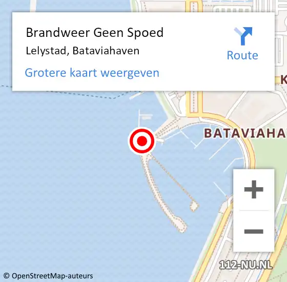 Locatie op kaart van de 112 melding: Brandweer Geen Spoed Naar Lelystad, Bataviahaven op 8 september 2024 17:48