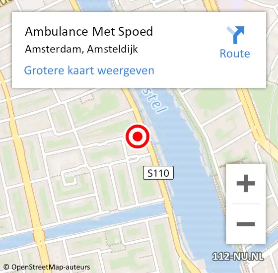 Locatie op kaart van de 112 melding: Ambulance Met Spoed Naar Amsterdam, Amsteldijk op 8 september 2024 17:48