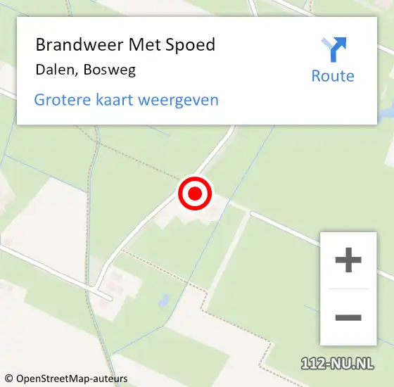 Locatie op kaart van de 112 melding: Brandweer Met Spoed Naar Dalen, Bosweg op 8 september 2024 17:52