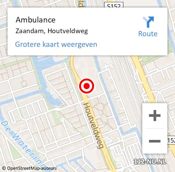 Locatie op kaart van de 112 melding: Ambulance Zaandam, Houtveldweg op 8 september 2024 17:53