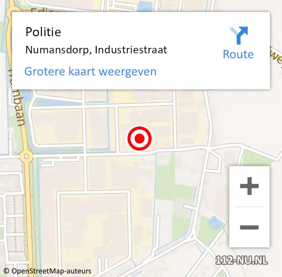 Locatie op kaart van de 112 melding: Politie Numansdorp, Industriestraat op 8 september 2024 17:53